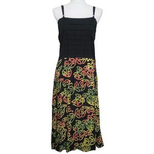 4/$20 Hand Kreation Black Batik Print Dress Size XL Sleeveless Adjustable Straps